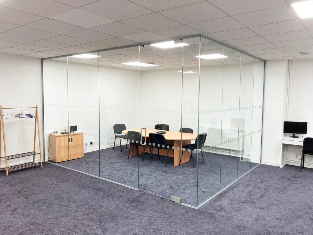 frameless glass partition