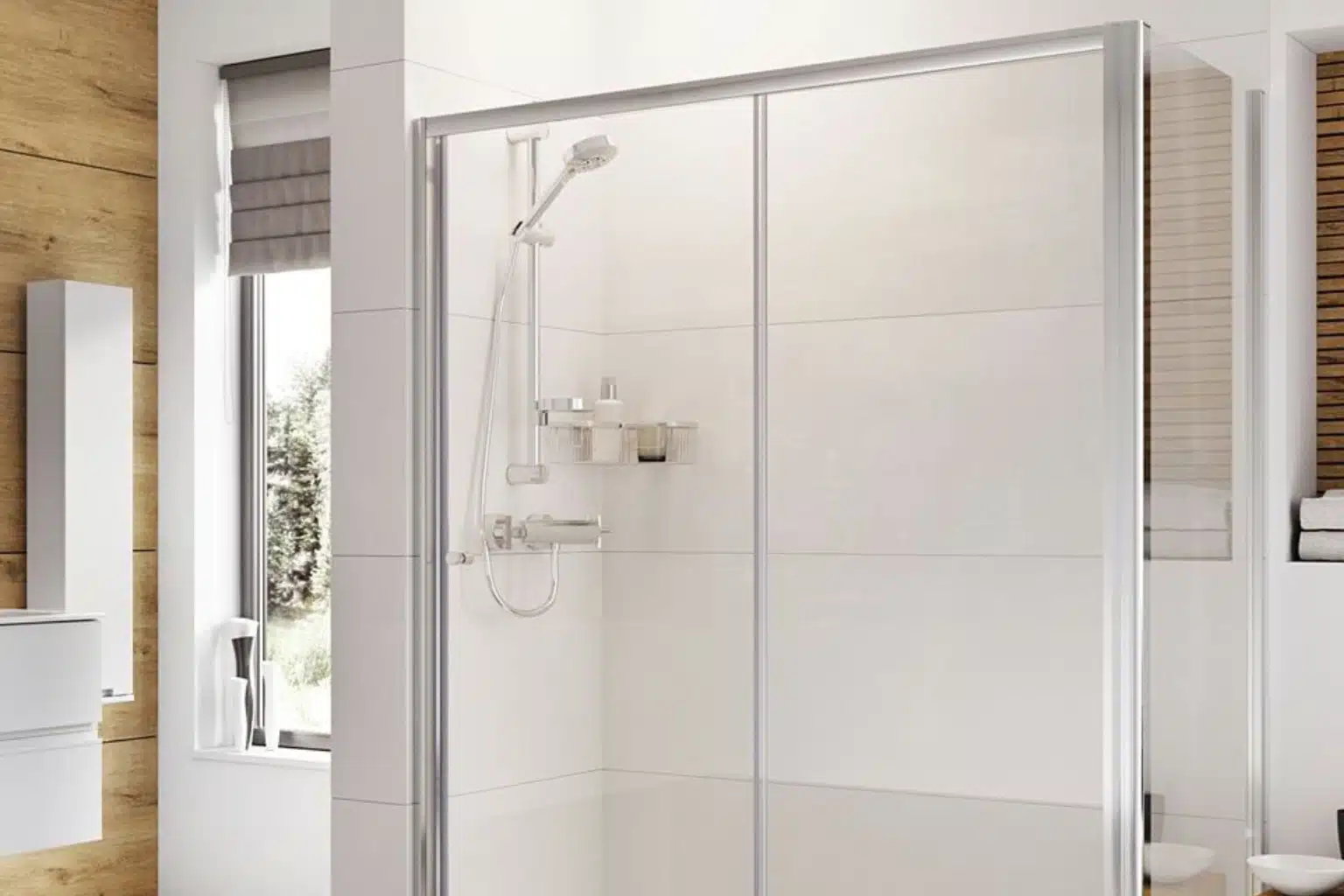 This image has an Sliding Glass Shower Door​
