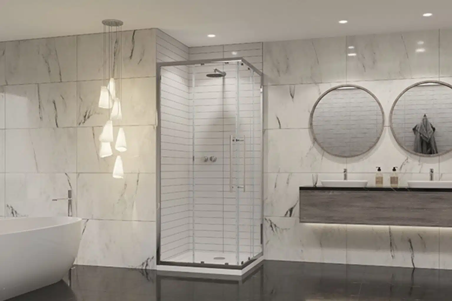 This image has an Corner Glass Shower Door​