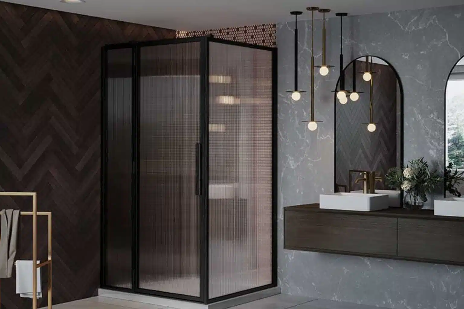 This image has an Inline Glass Shower Door​