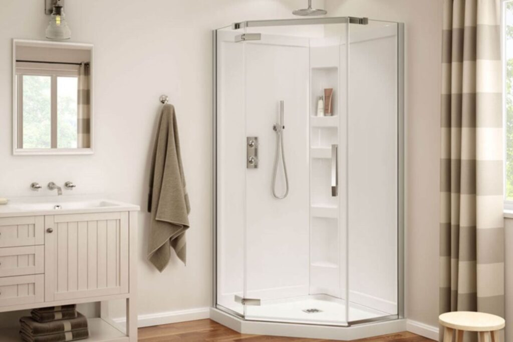 This image has Neo-Angle Glass Shower Doors in Concord