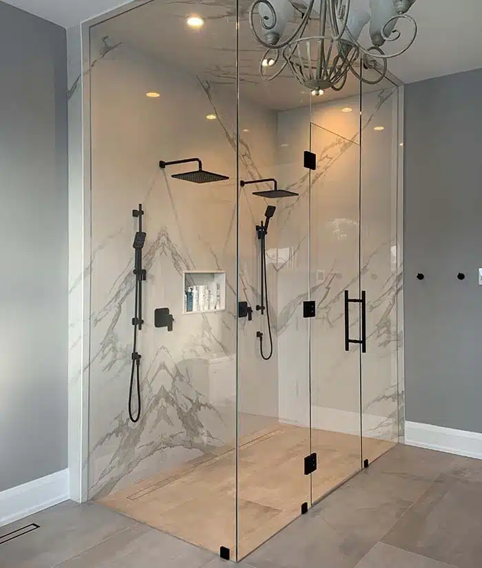 frameless corner shower door