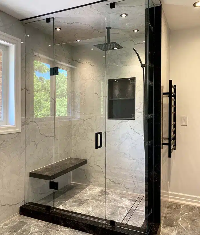 matte black corner shower door