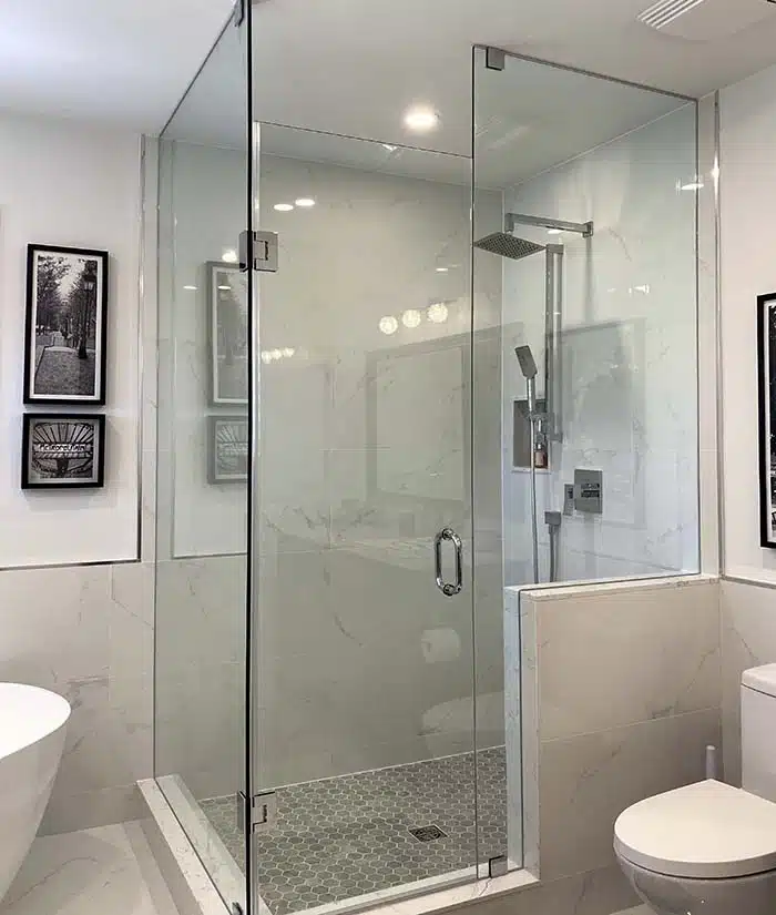 frameless corner shower door