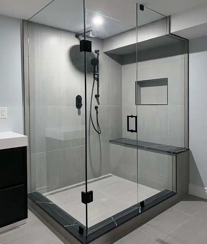 corner shower glass door
